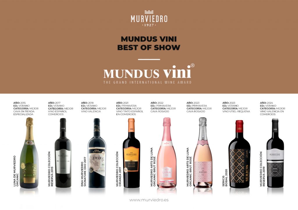 Bodegas Murviedro suma dos Oros y un “Best of Show” más a su histórico palmarés en el concurso Mundus Vini